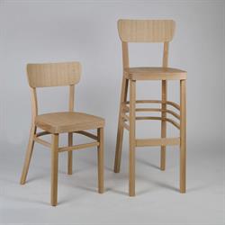 české židle z Moravského Písku, výrobce Sádlík, dub masiv, model NICO dub 1196 & NICO dub bar 5196